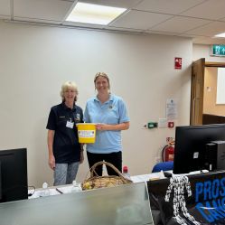 working the reception desk